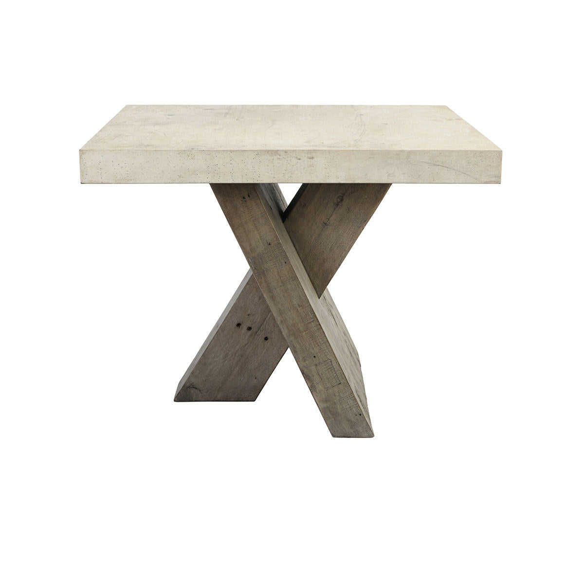 Durant Solid Wood Rectangle End Table - Distressed Gray-Weathered Chalk