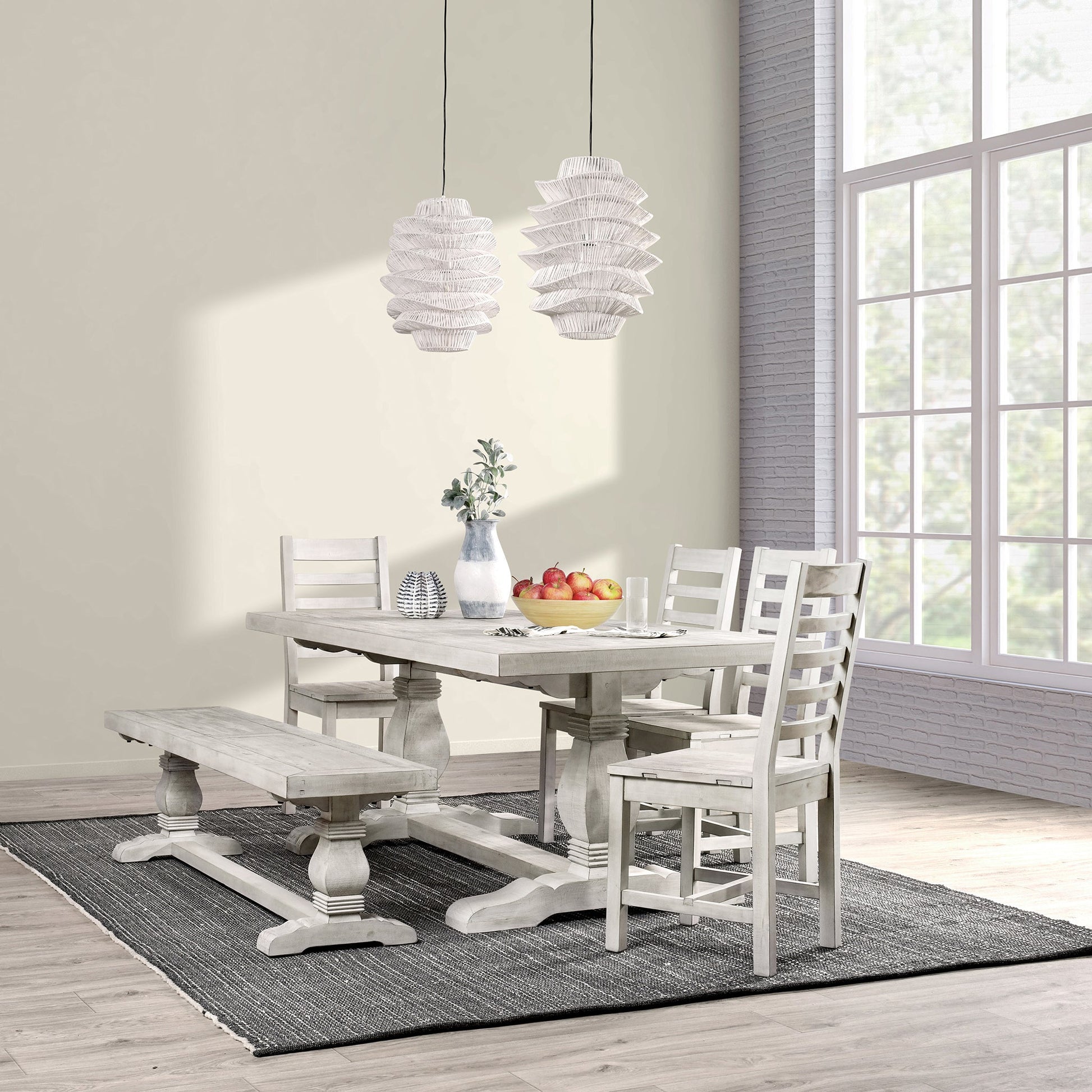 Caleb Dining Table - Distressed Ivory