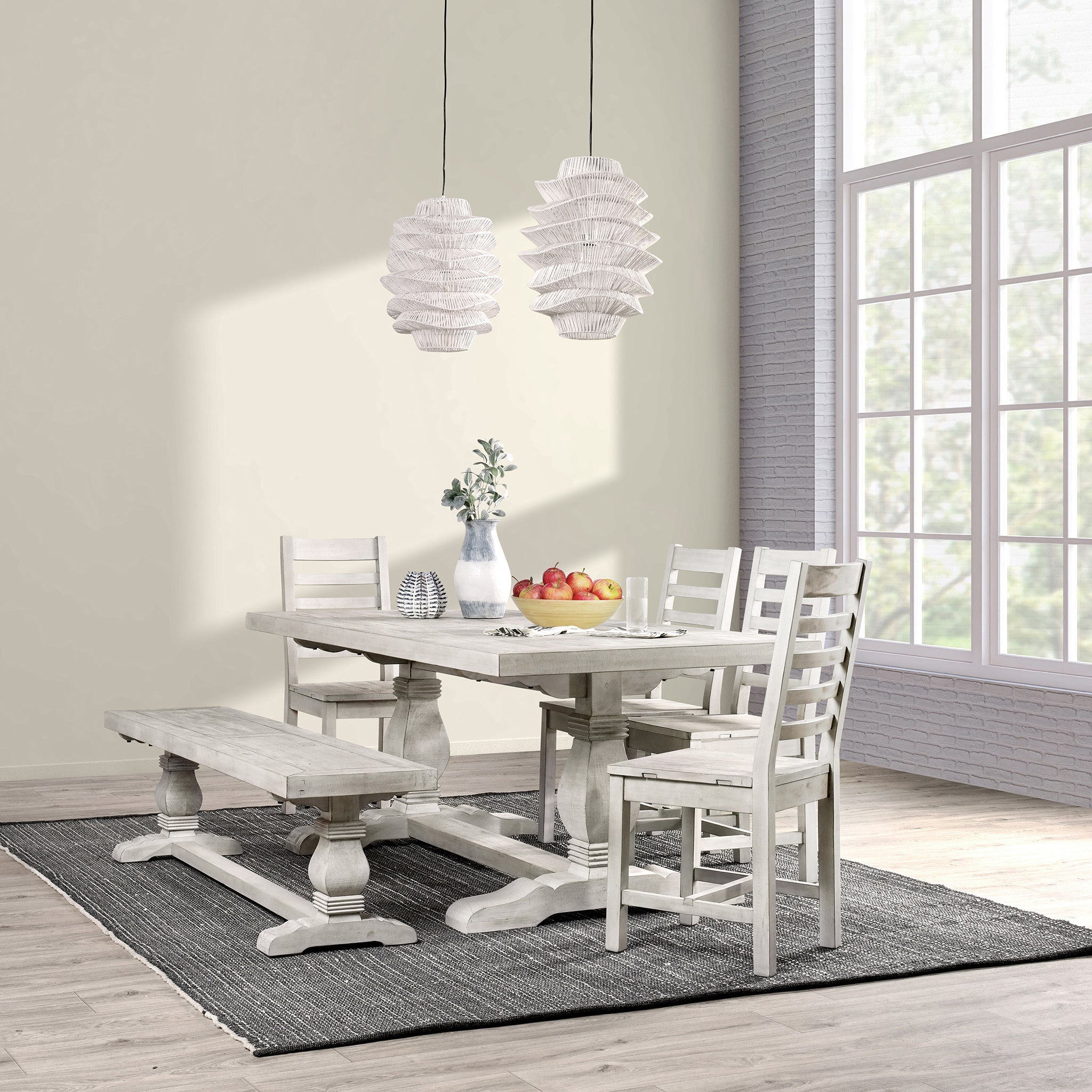 Caleb Dining Table - Distressed Ivory