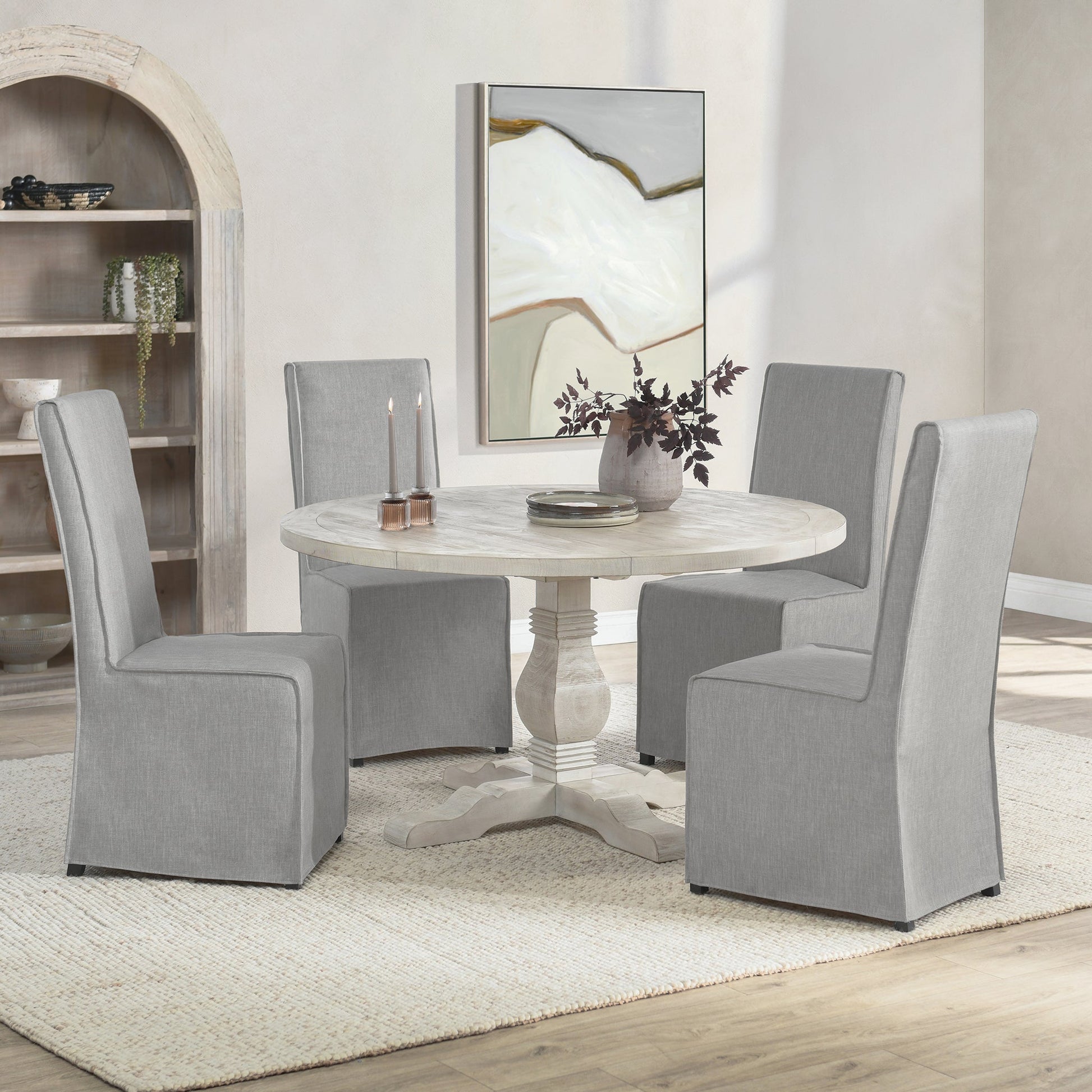 Caleb Dining Table - Distressed Ivory