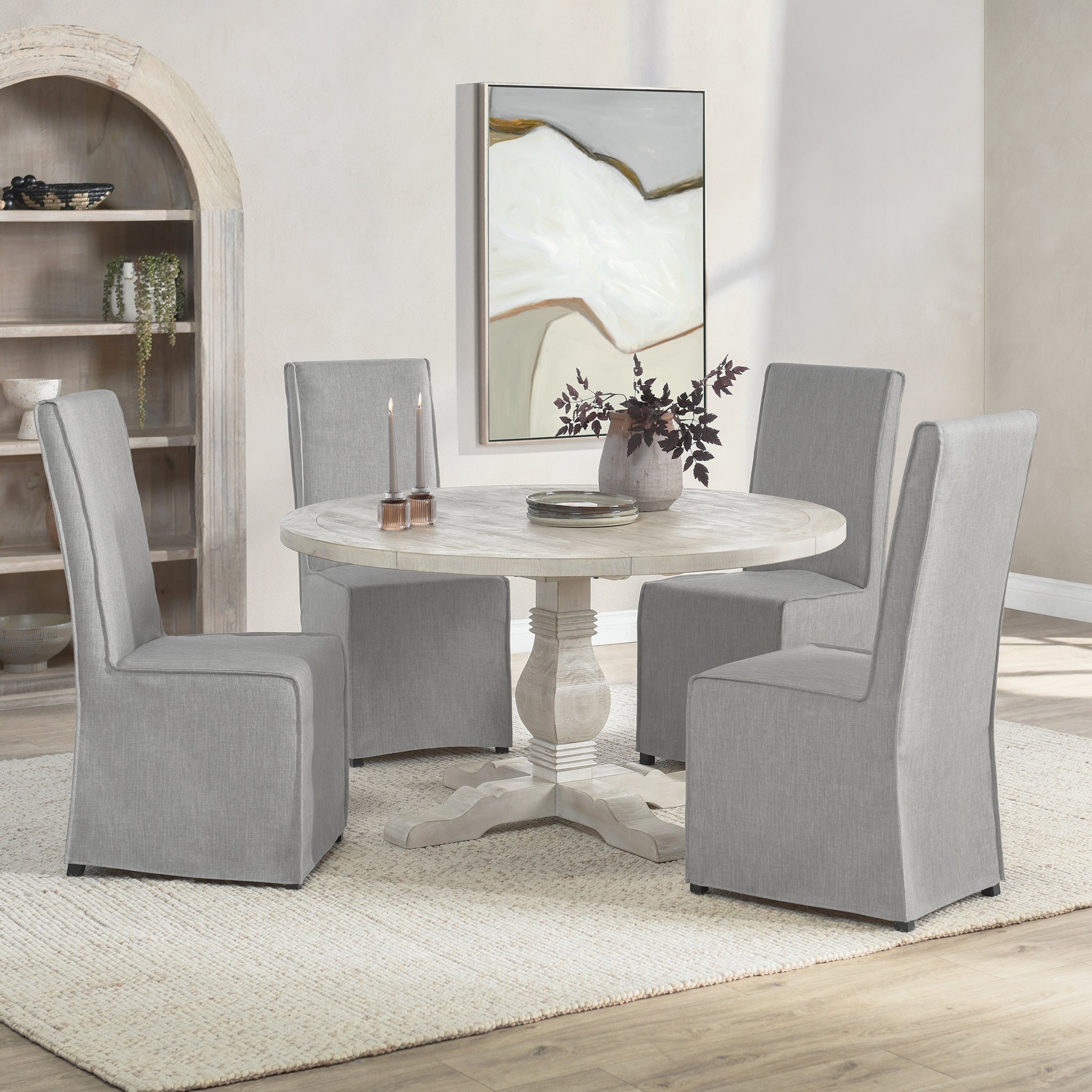 Caleb Dining Table - Distressed Ivory