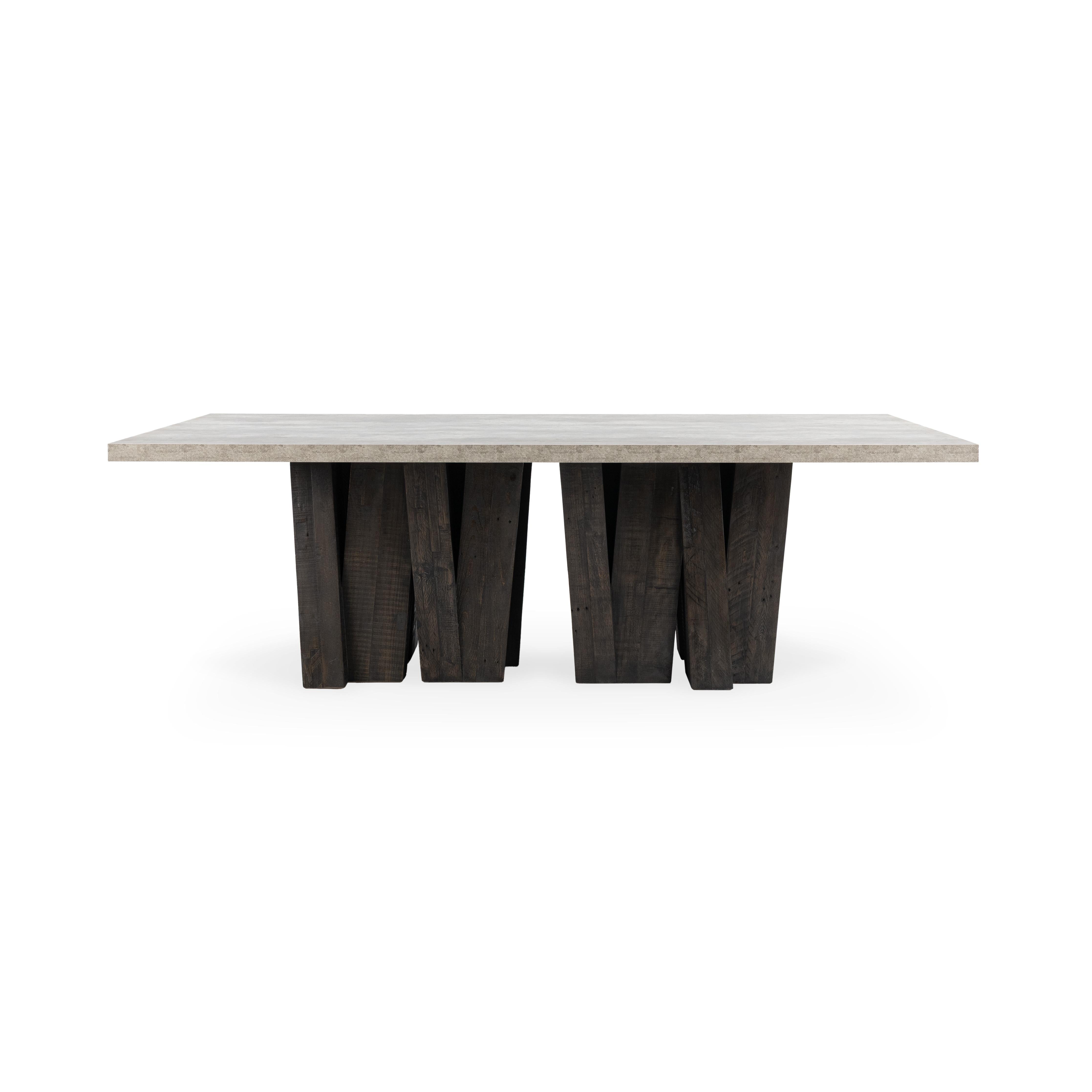 Simone Dining Table - Olive Brown/Antique Gray