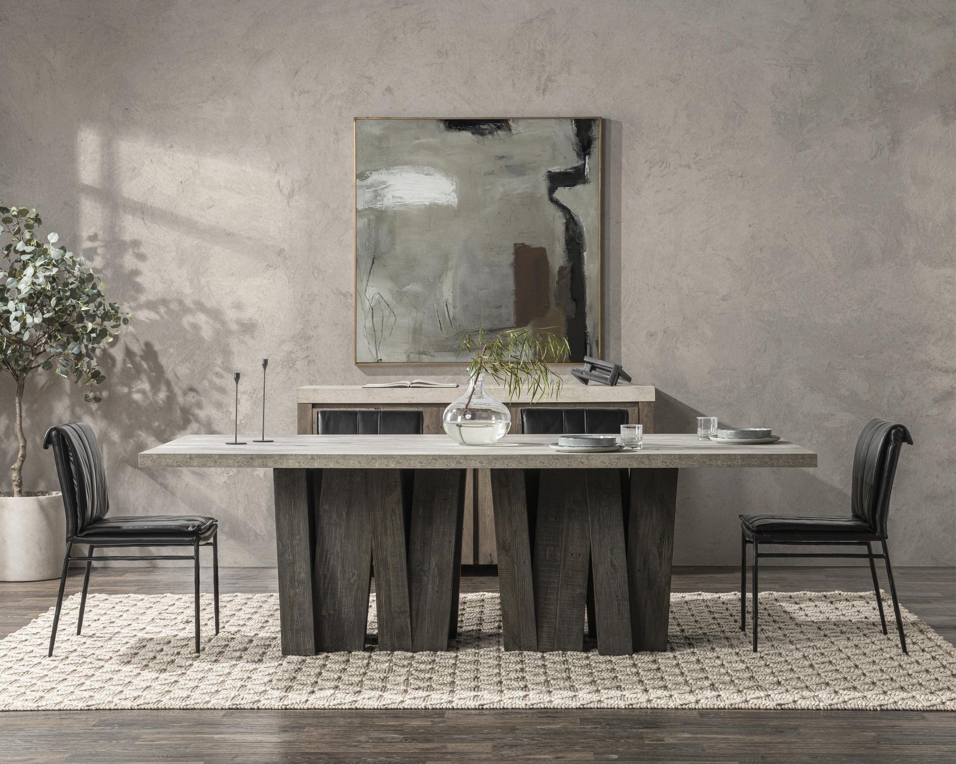 Simone Dining Table - Olive Brown/Antique Gray