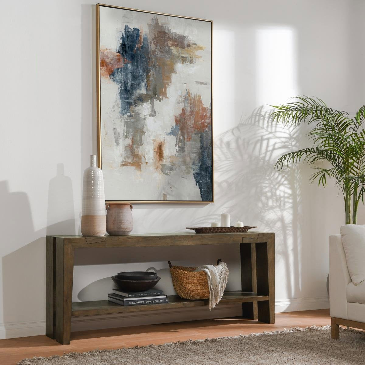 Troy Console Table - Suede Brown