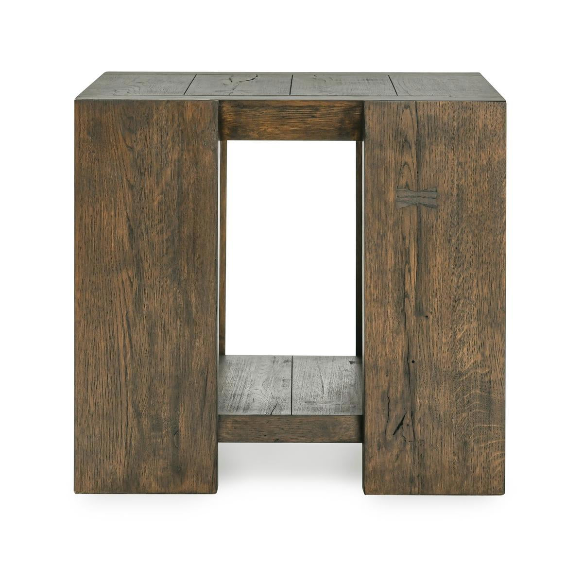 Troy End Table - Suede Brown