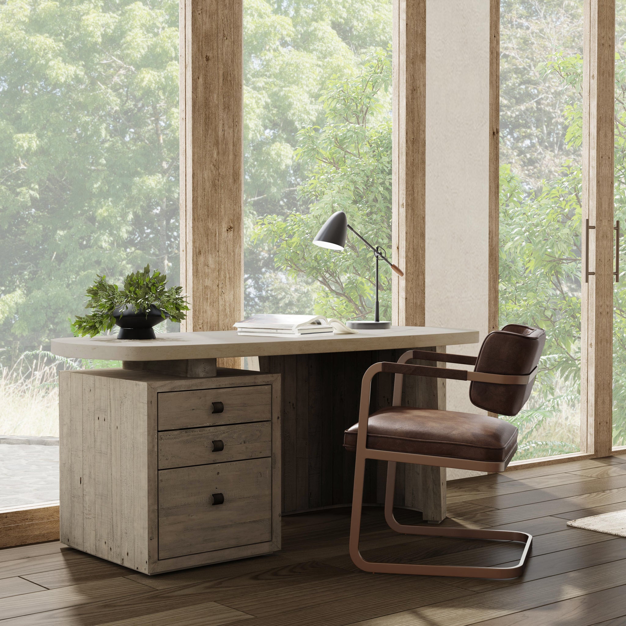 Angus Desk - Distressed Antique White/Distressed Gray - Distressed Gray/Antique White