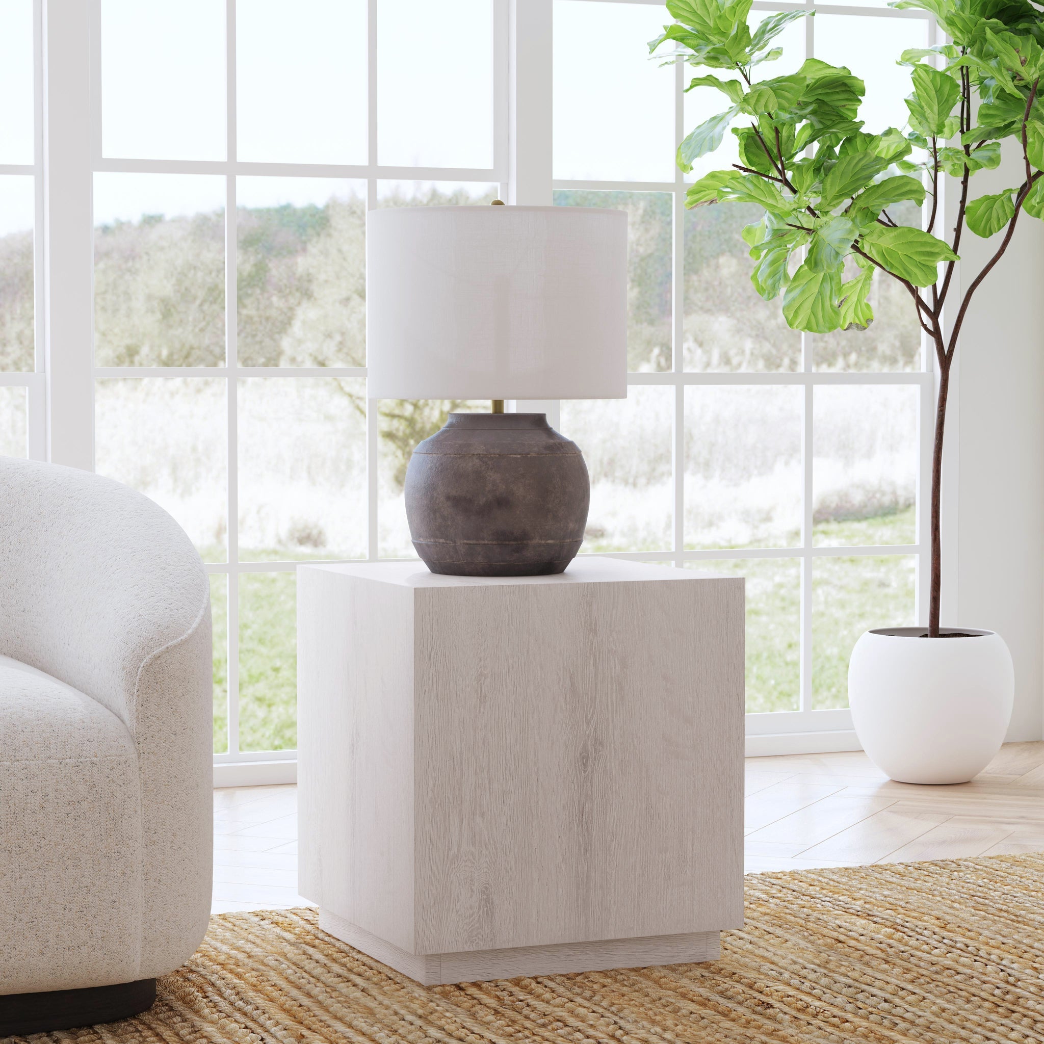 Layne End Table - Milk White