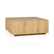 Layne Solid Wood Square Coffee Table w Casters - True Natural