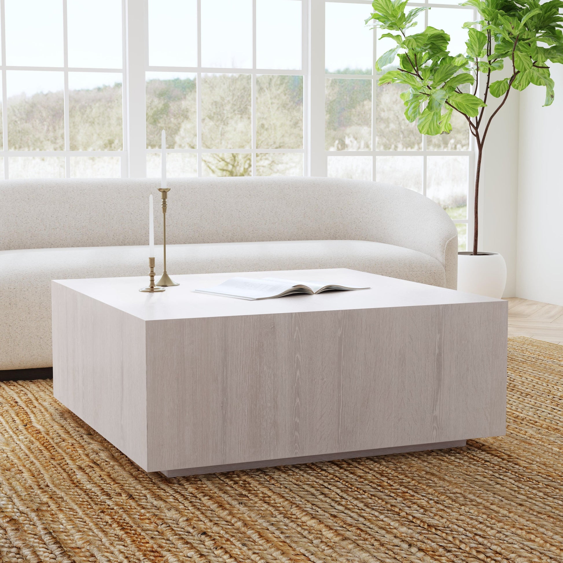 Layne Coffee Table with Casters - Milk White