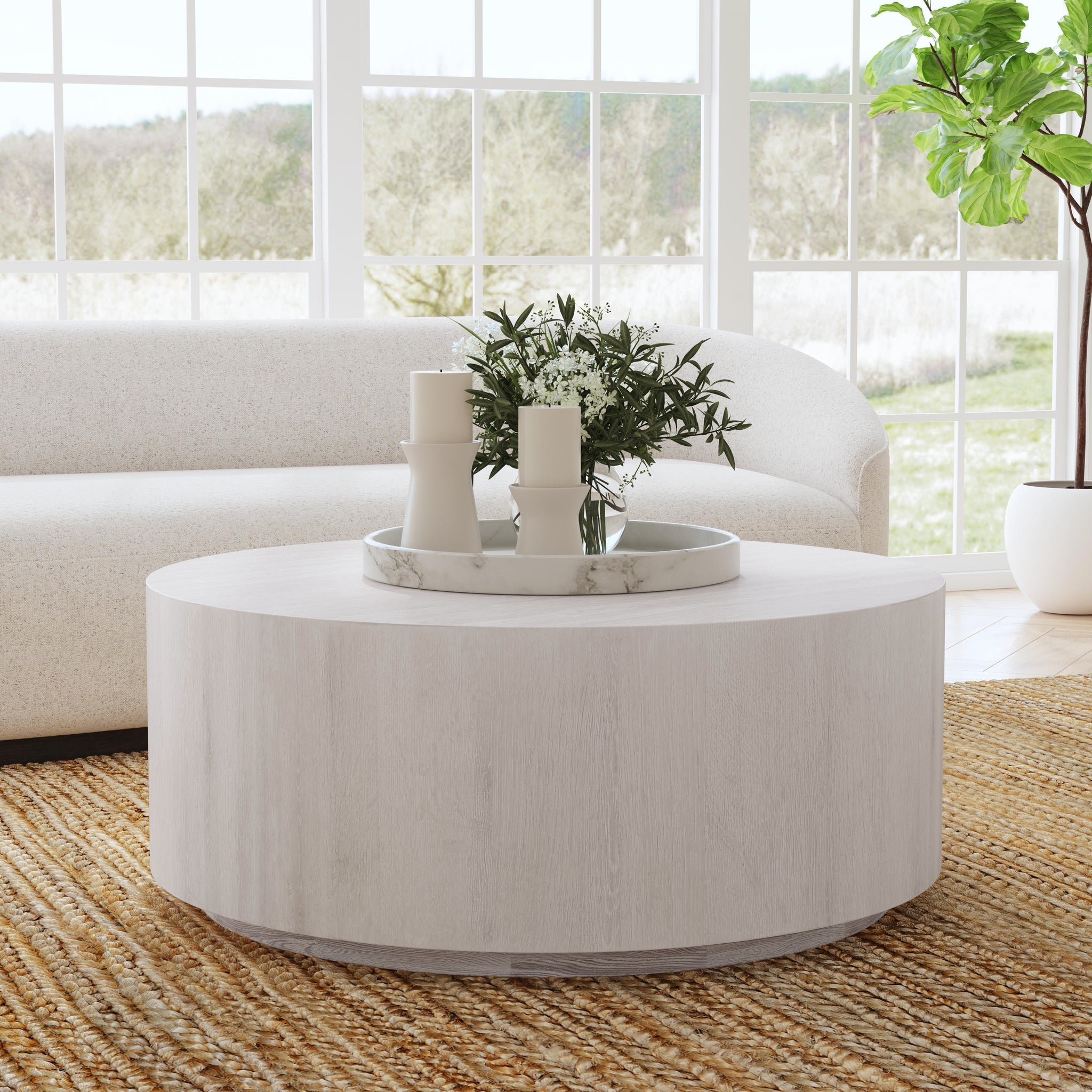 Layne Coffee Table with Casters - Milk White