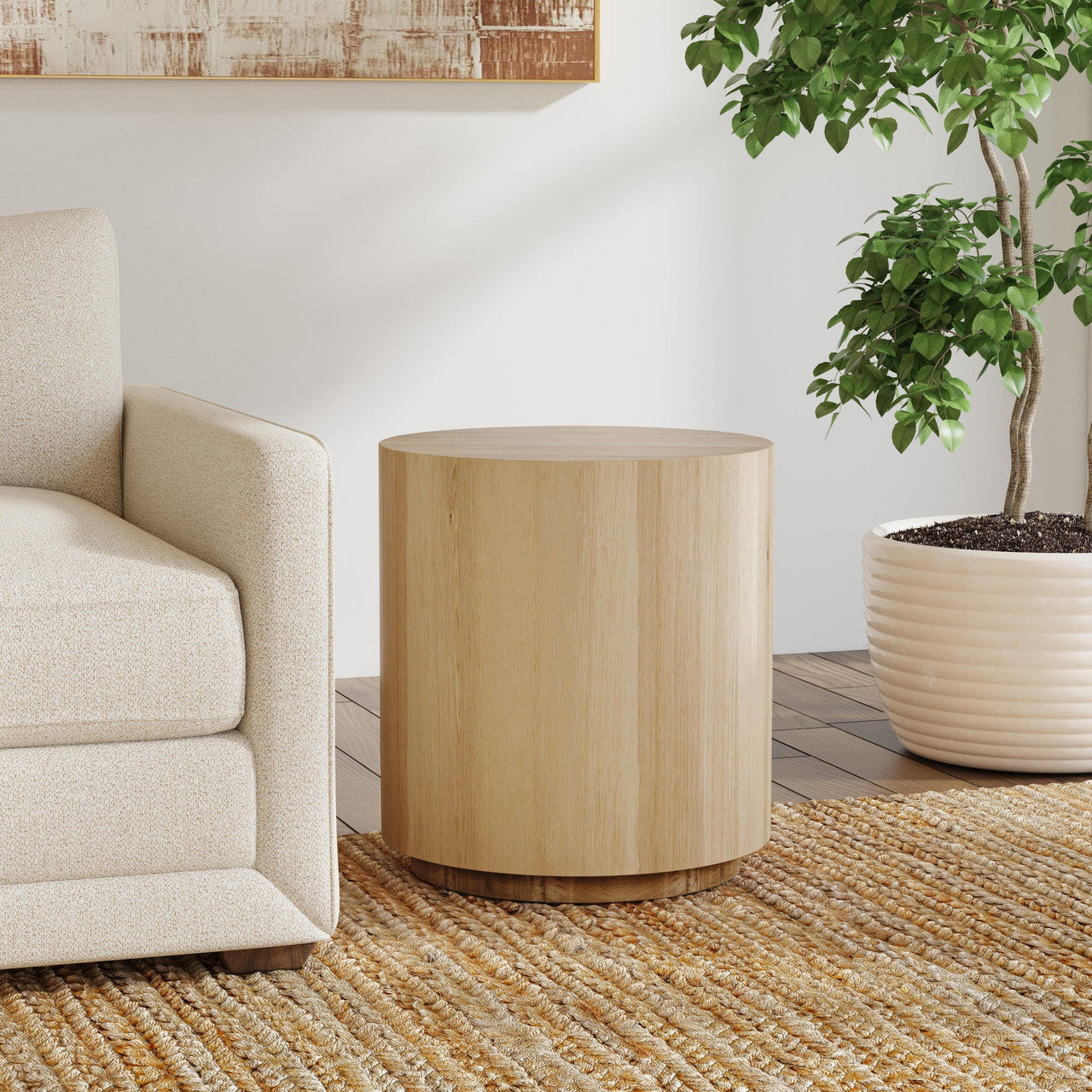 Layne Solid Wood Round End Table - True Natural