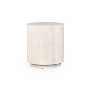 Layne Solid Wood Round End Table - Milk White