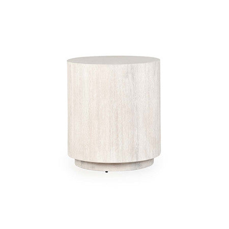 Layne Solid Wood Round End Table - Milk White