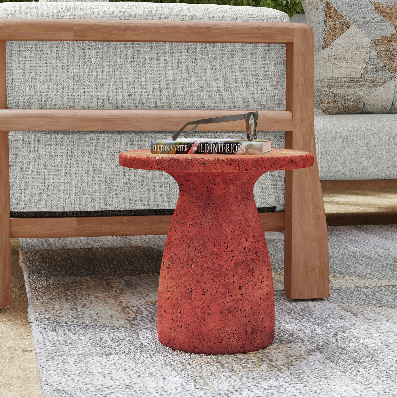 Collins Outdoor Round Accent Table - Rust