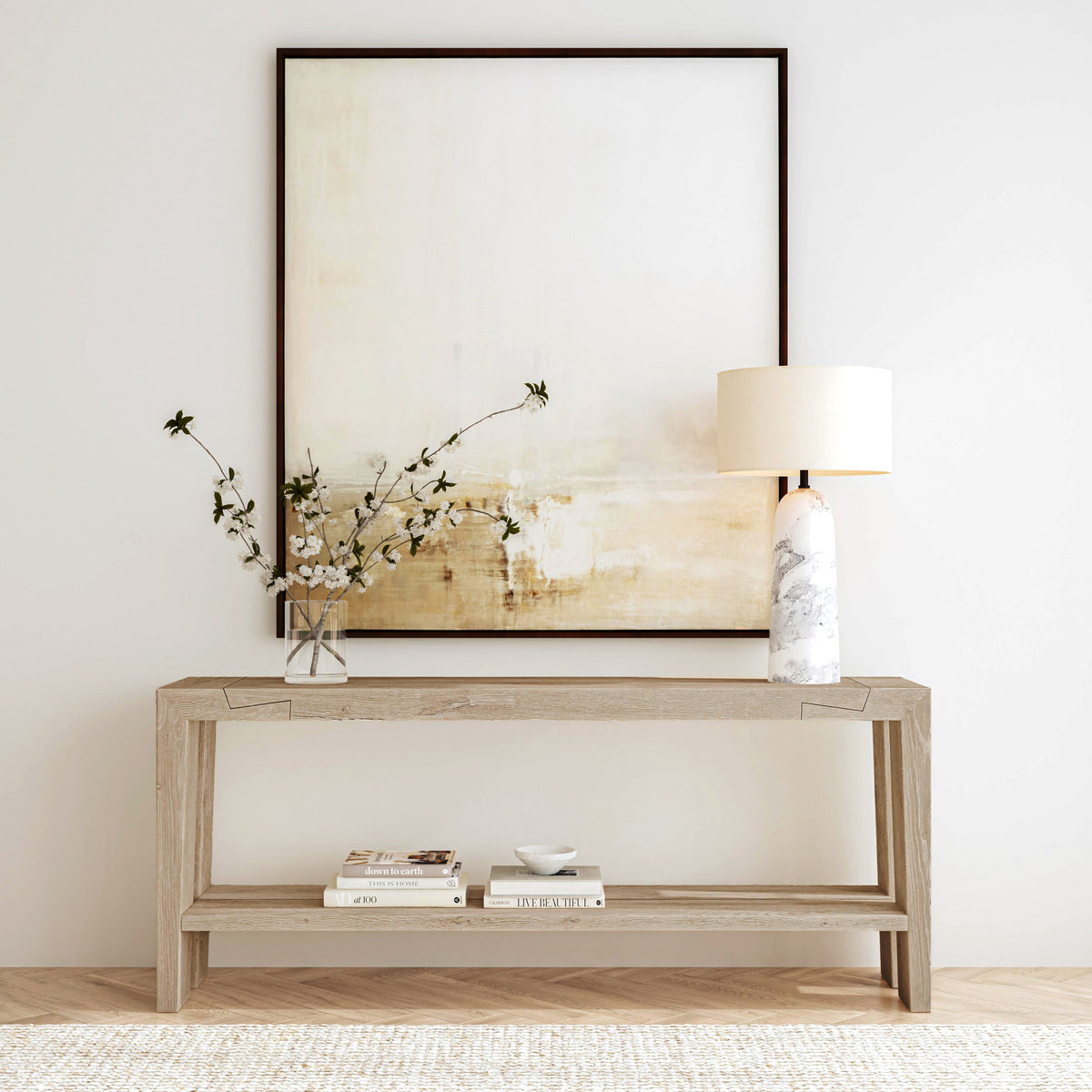 Troy Console Table - Suede Brown