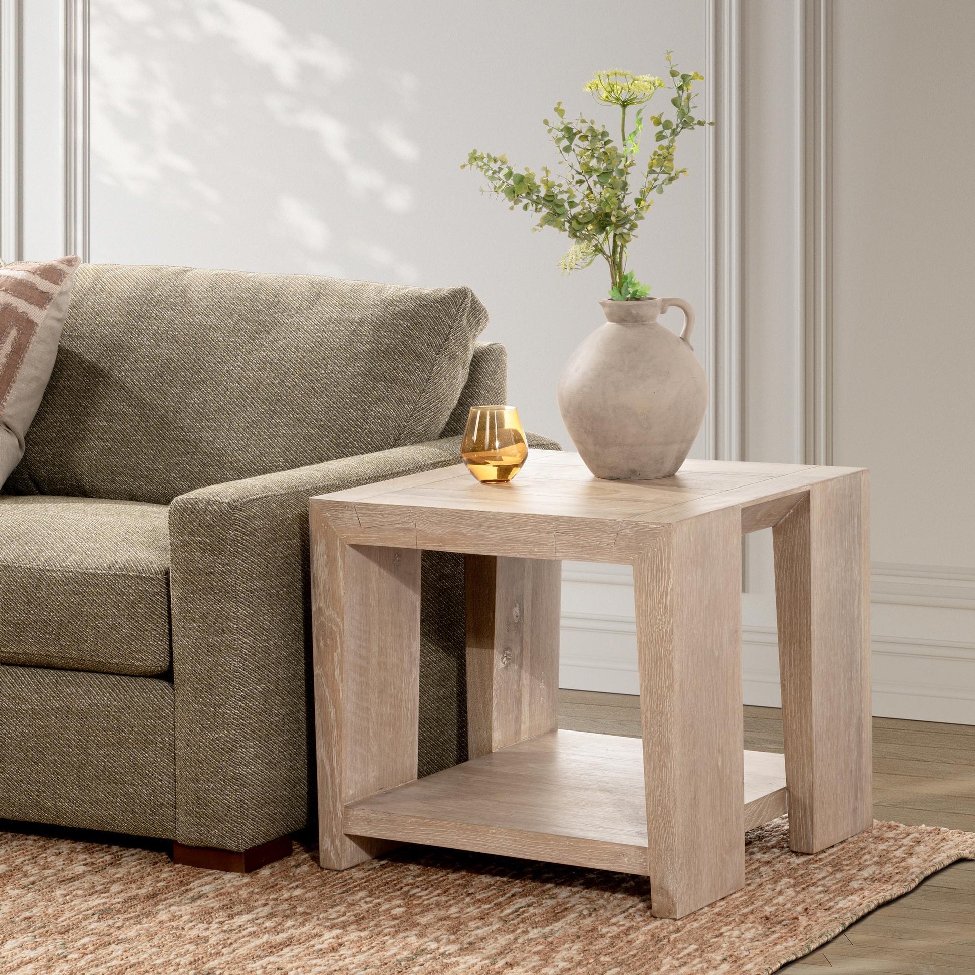 Troy End Table - Suede Brown