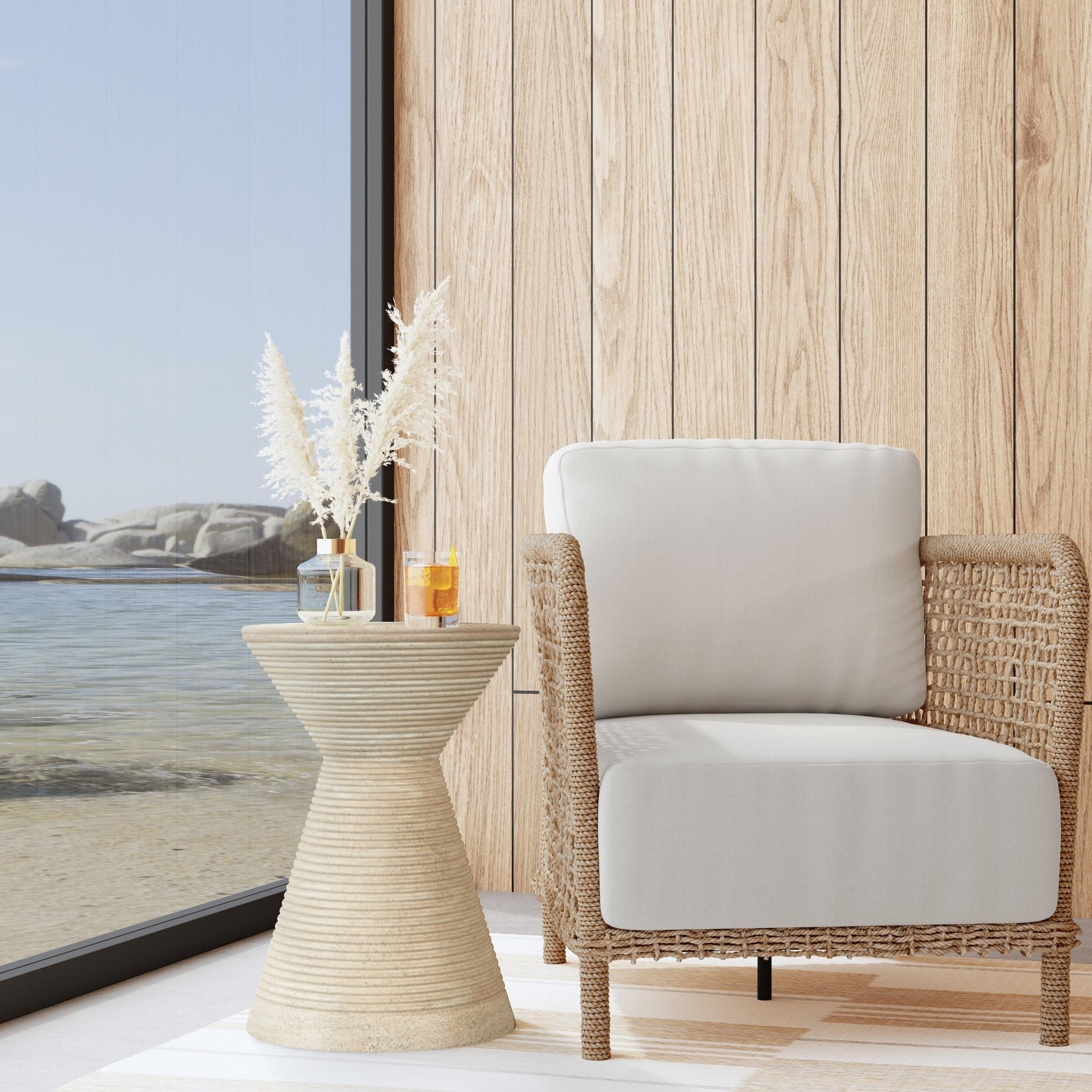 Fern Outdoor Accent Table - Beige