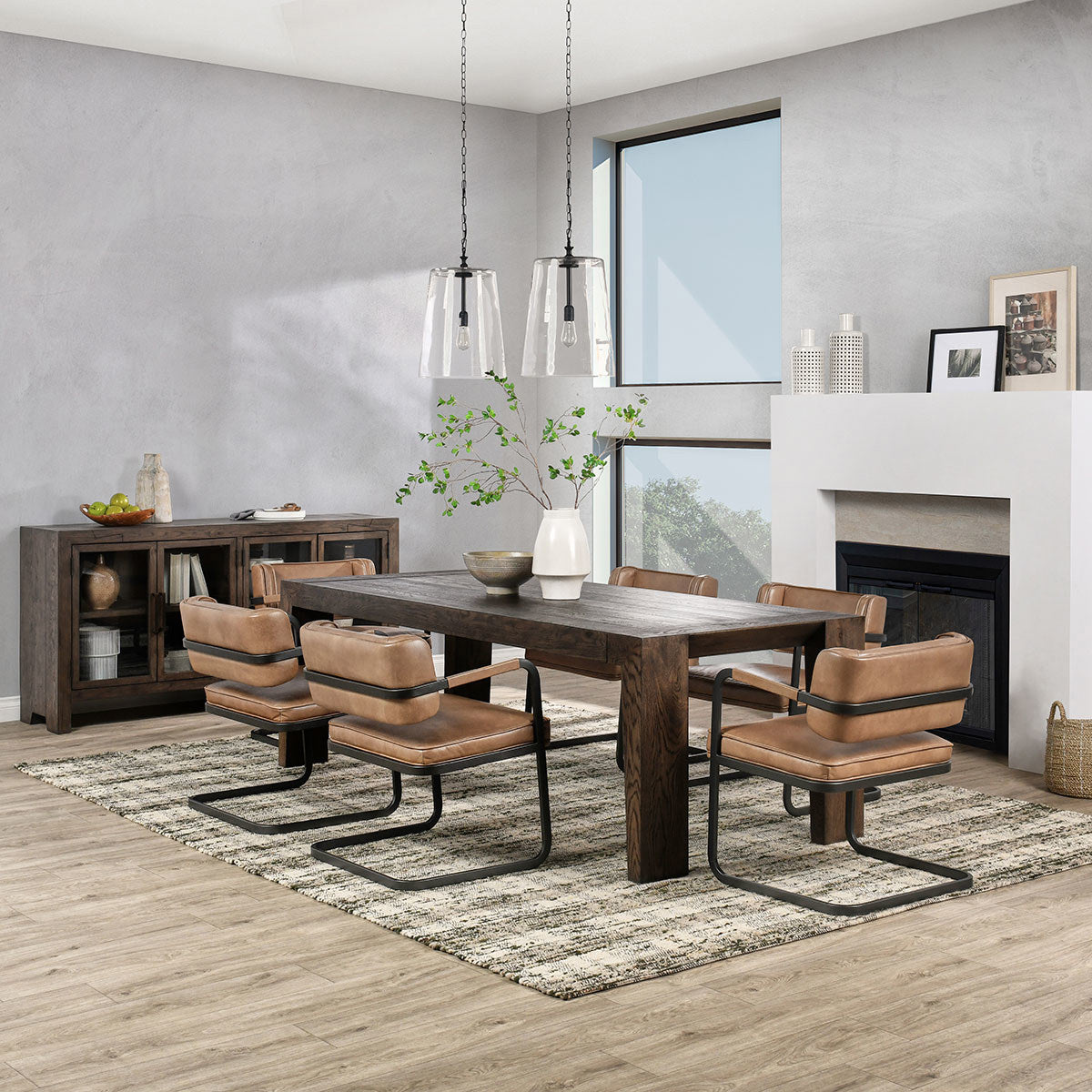 Troy Dining Table - Suede Brown - Antique Brown