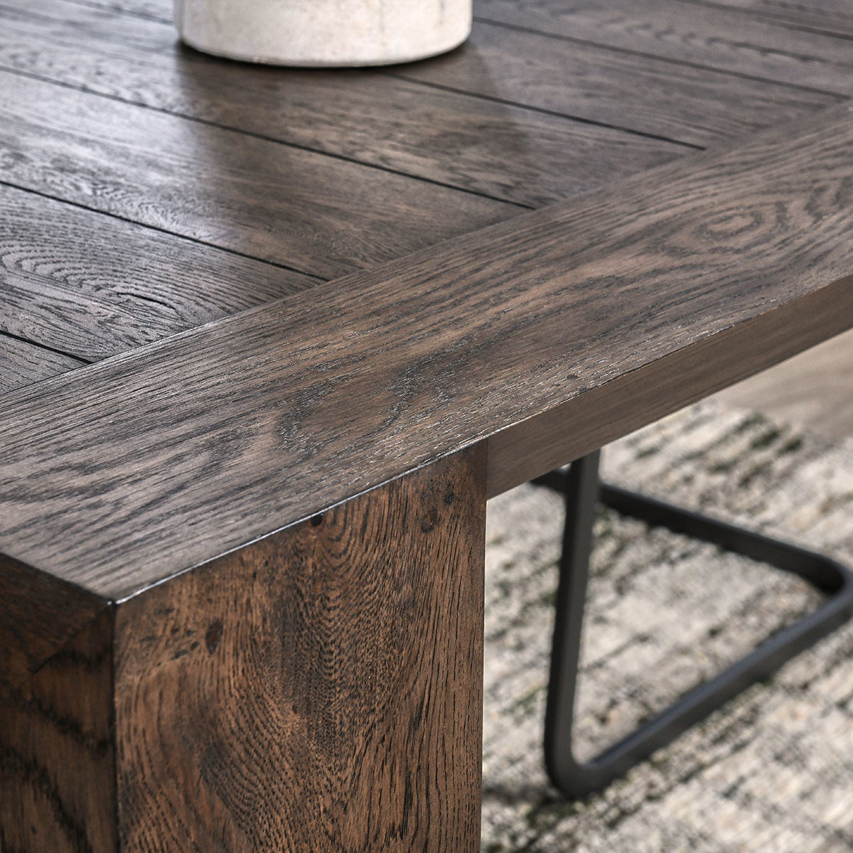 Troy Dining Table - Suede Brown - Antique Brown