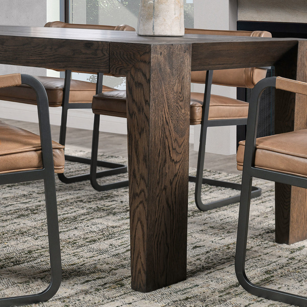 Troy Dining Table - Suede Brown - Antique Brown