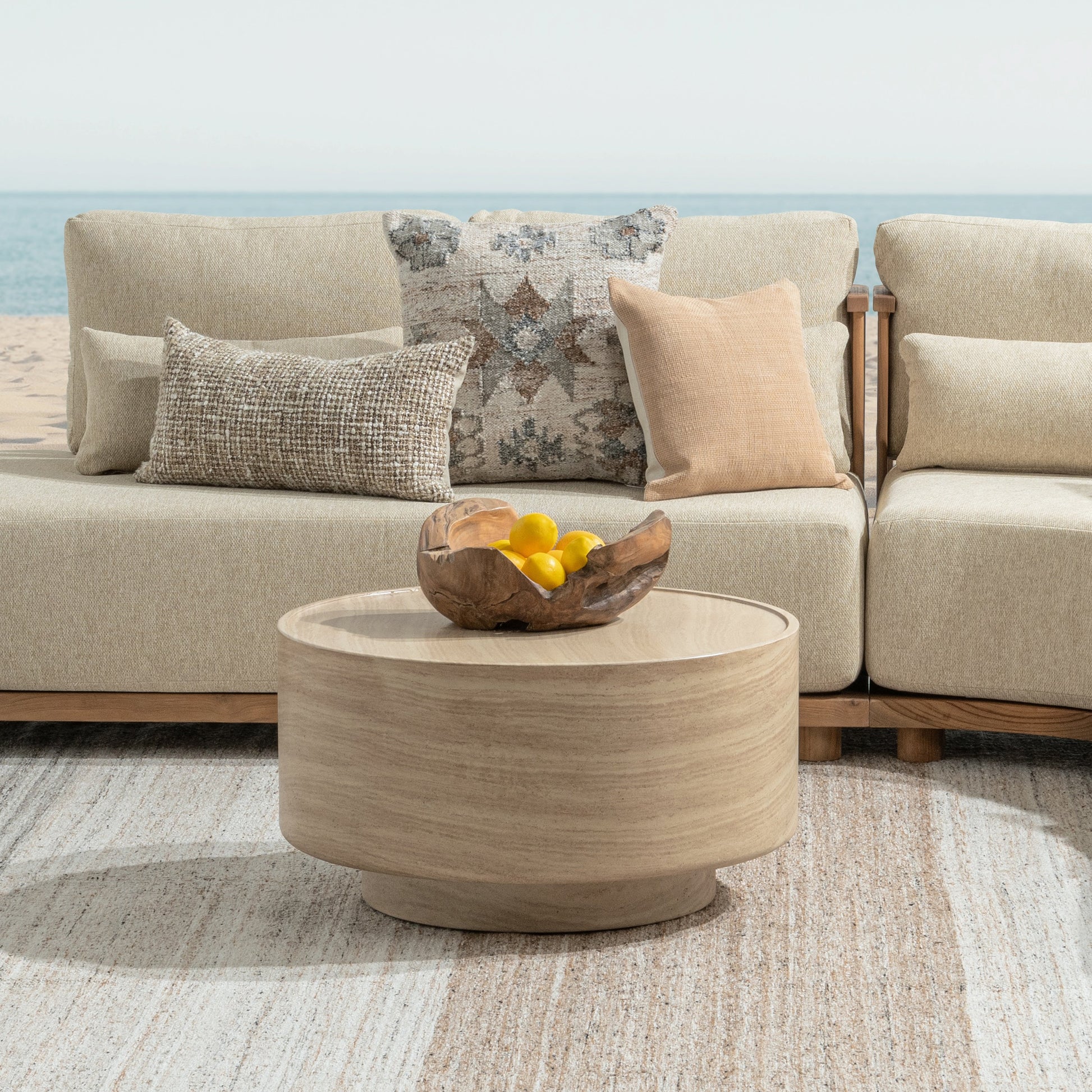 Mckenna Outdoor Coffee Table - Beige - Travertine