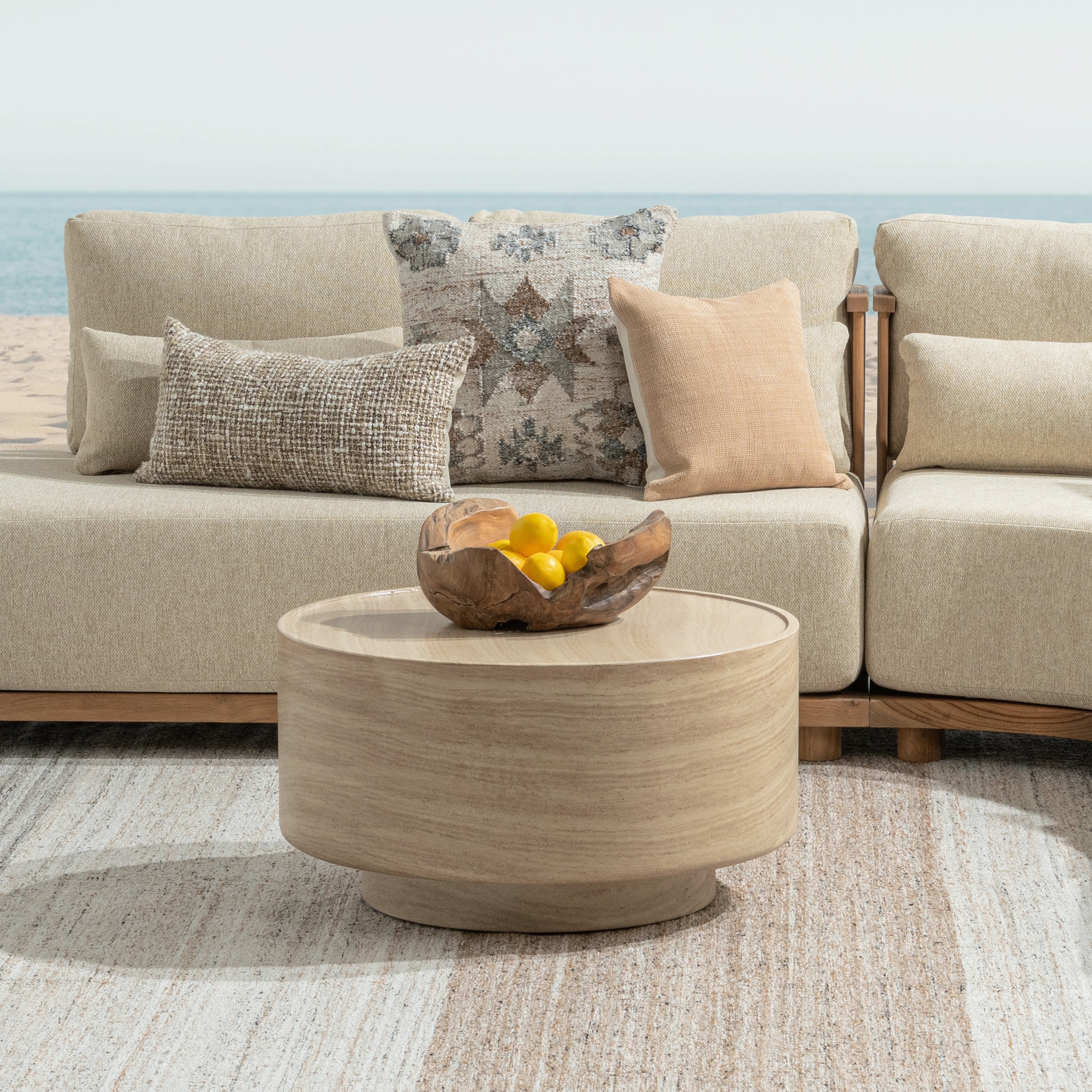 Mckenna Outdoor Coffee Table - Beige - Travertine