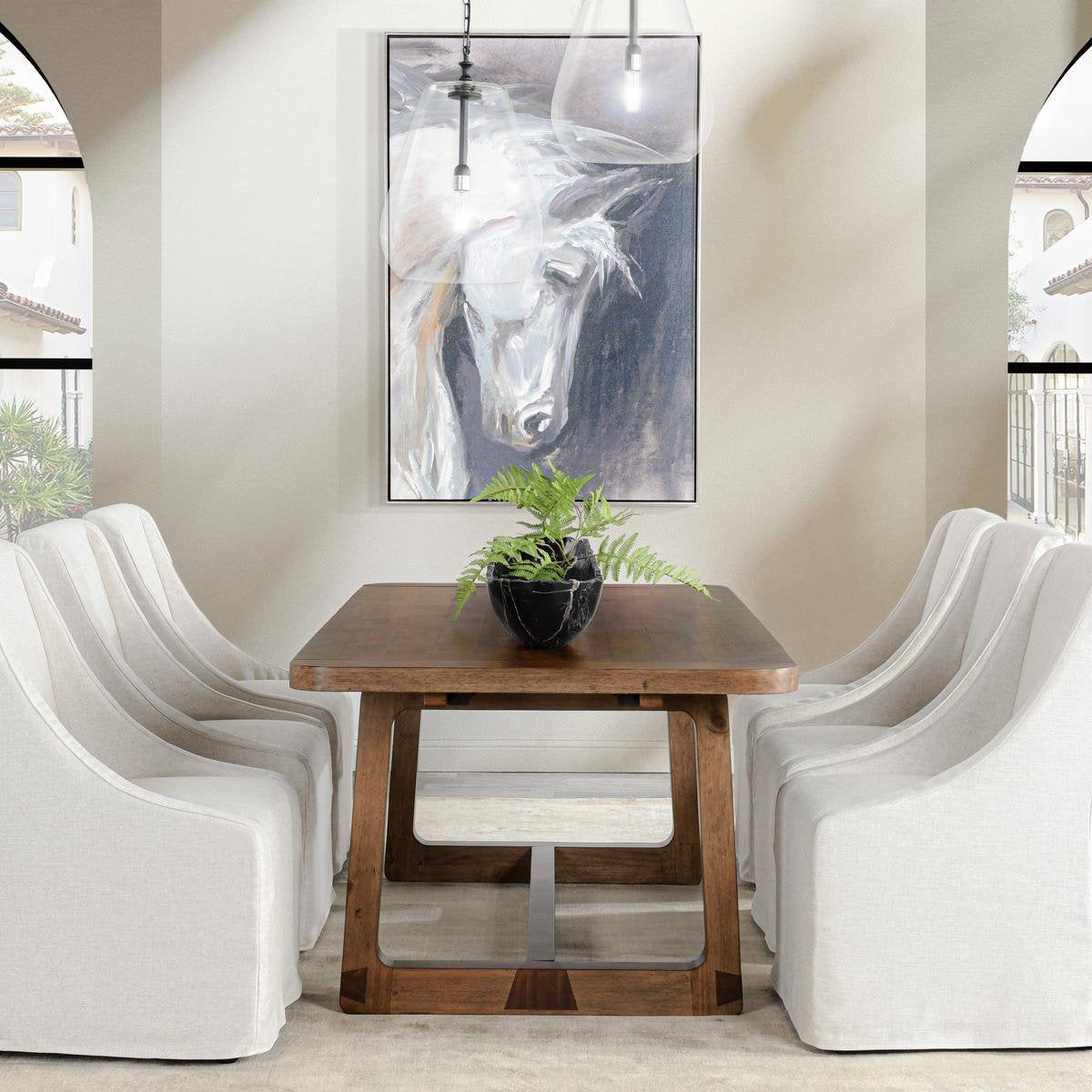 Lyra Pine Wood 80-110" Extension Dining Table Smoke Brown