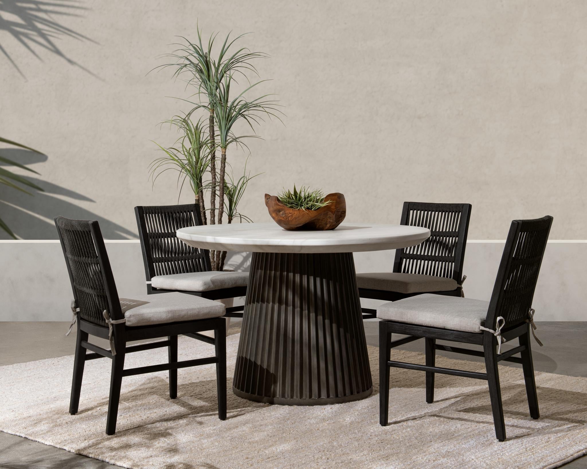 Caspia Outdoor Dining Table - Snowdrift White/Black