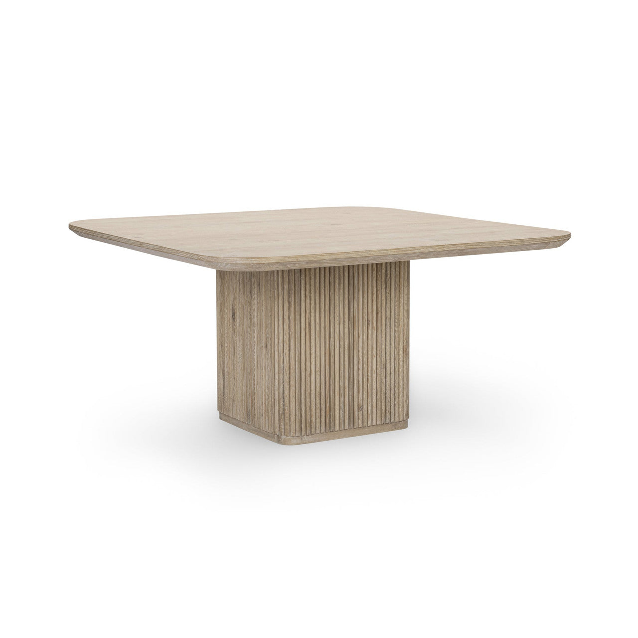 Travelle Cream Wash Oak Wood Square Pedestal Dining Table 60"