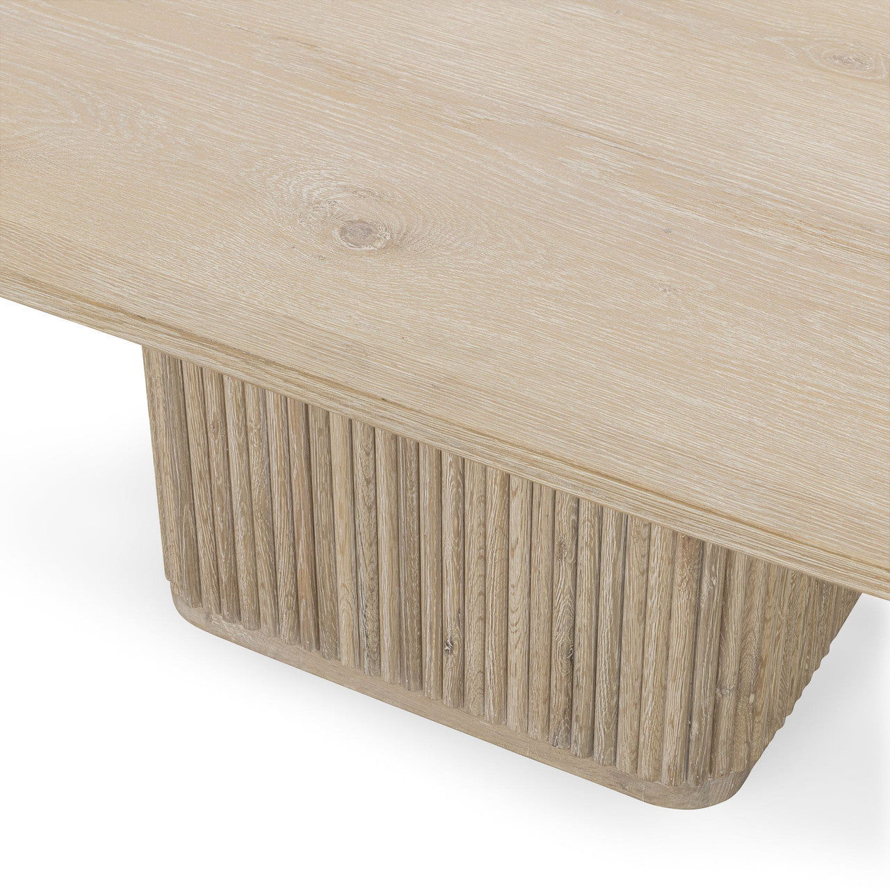 Travelle Cream Wash Oak Wood Square Pedestal Dining Table 60"