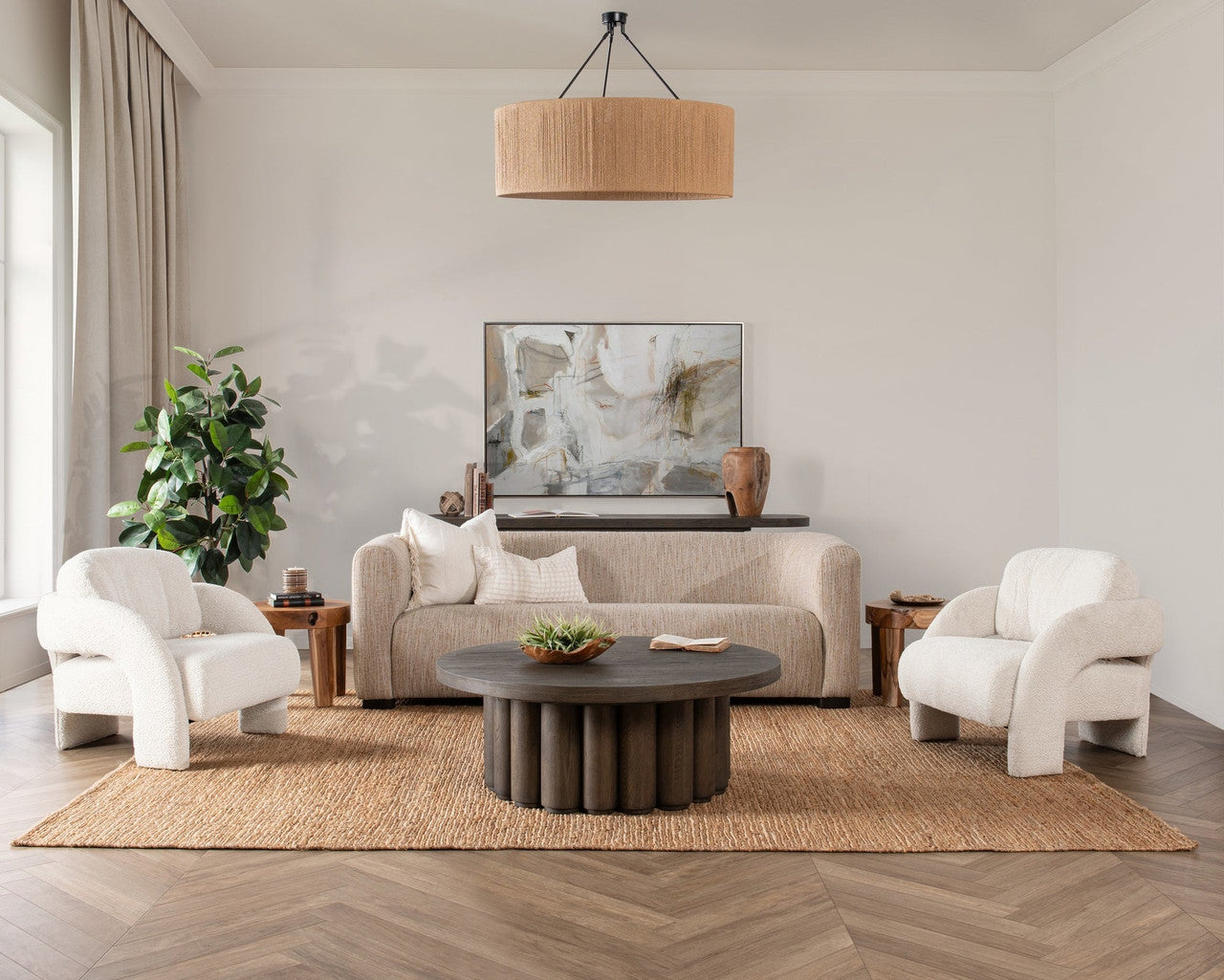 Tiber Solid Wood Round Coffee Table - 51031736