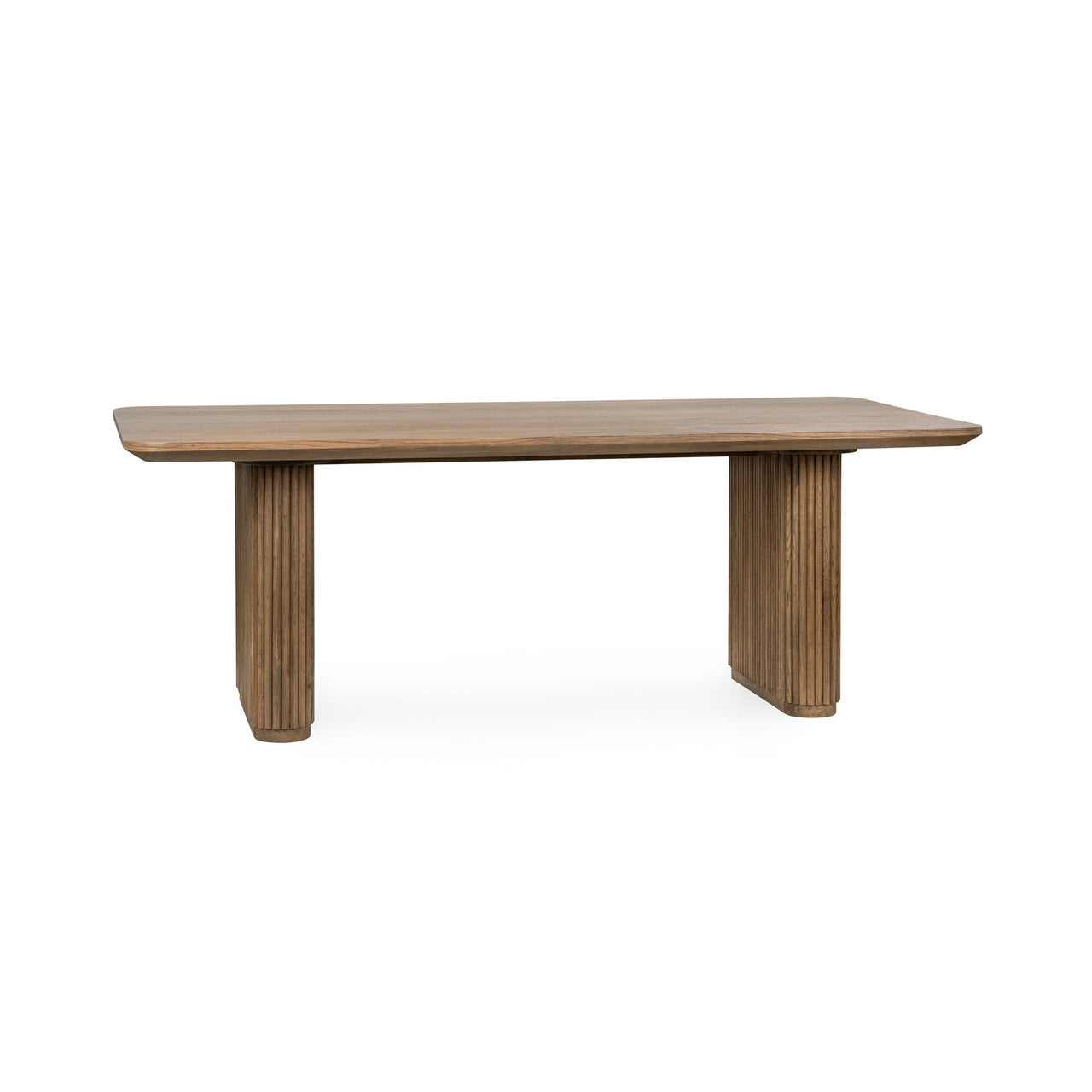Travelle Tawny Brown Oak Wood Rectangle Dining Table 84"