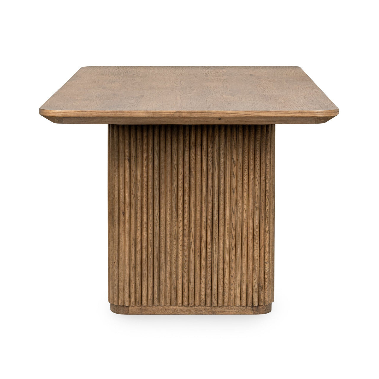 Travelle Tawny Brown Oak Wood Rectangle Dining Table 84"