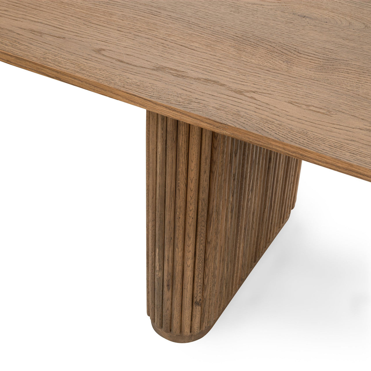Travelle Tawny Brown Oak Wood Rectangle Dining Table 84"