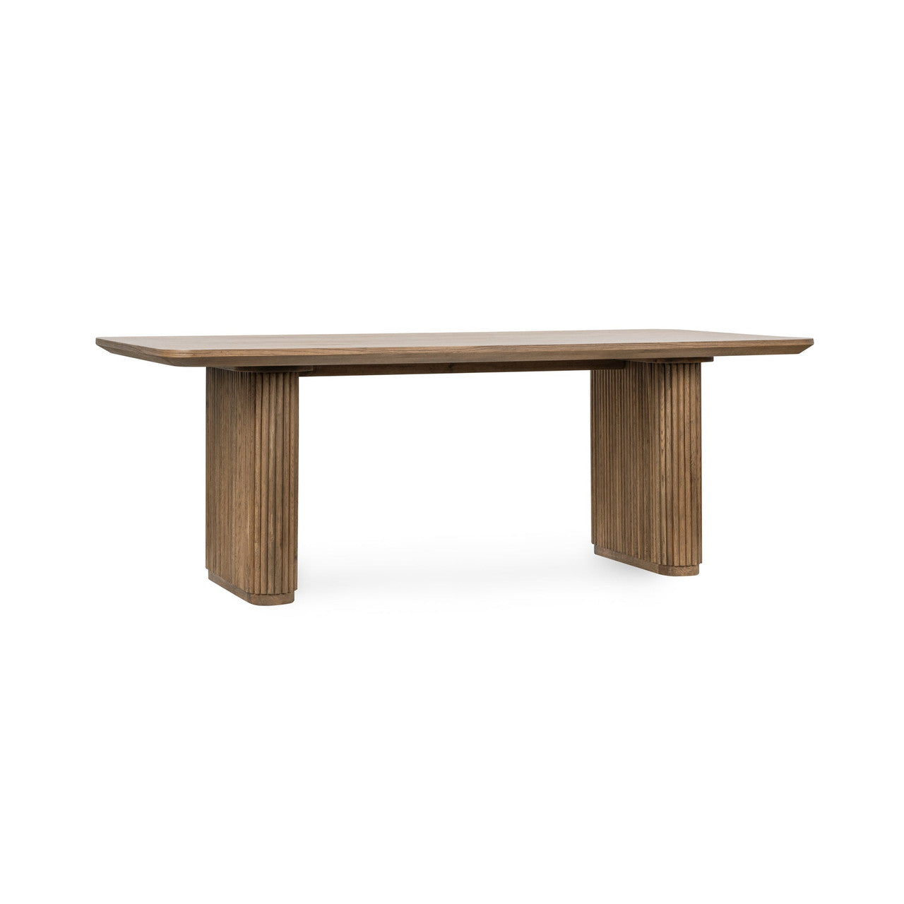 Travelle Tawny Brown Oak Wood Rectangle Dining Table 84"