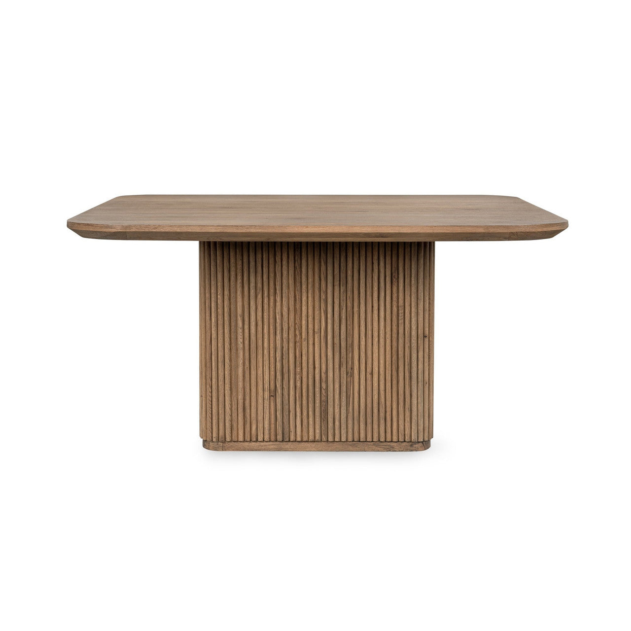 Travelle Brown Oak Wood Square Pedestal Dining Table 60"