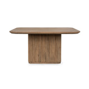 Travelle Brown Oak Wood Square Pedestal Dining Table 60"