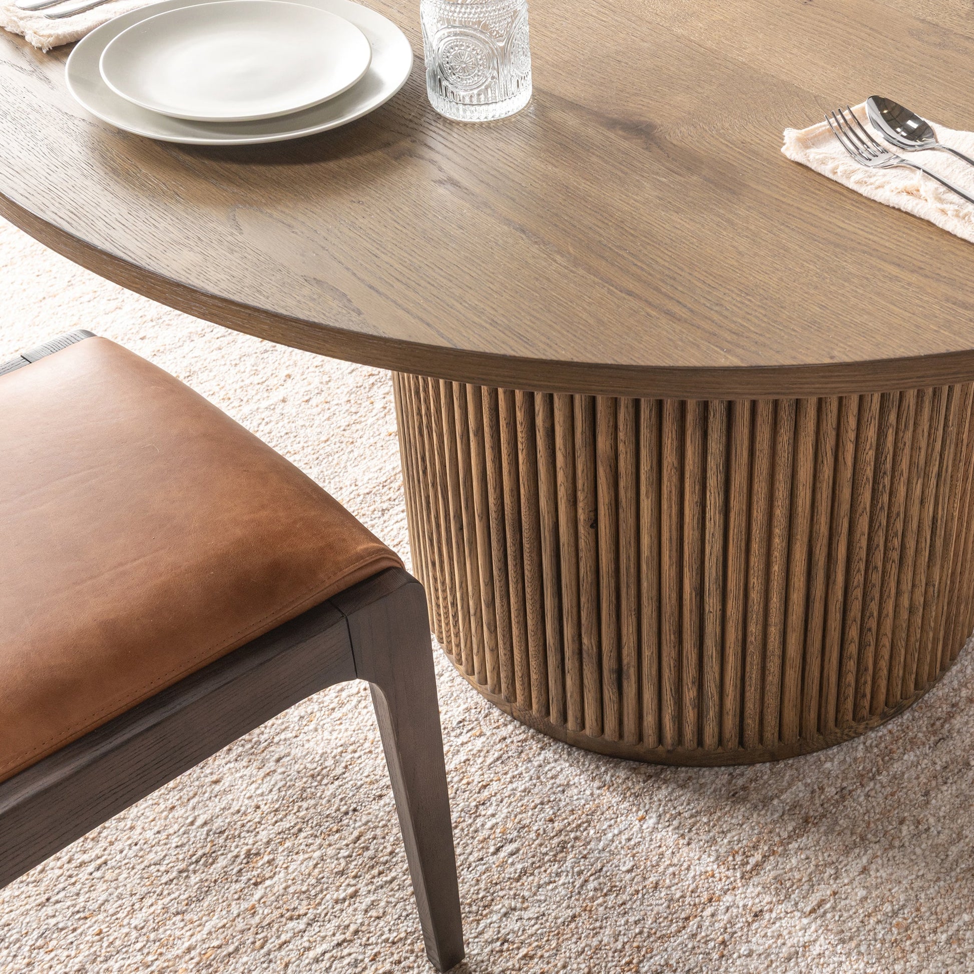 Vander Solid Wood Round Dining Table - Tawny Brown