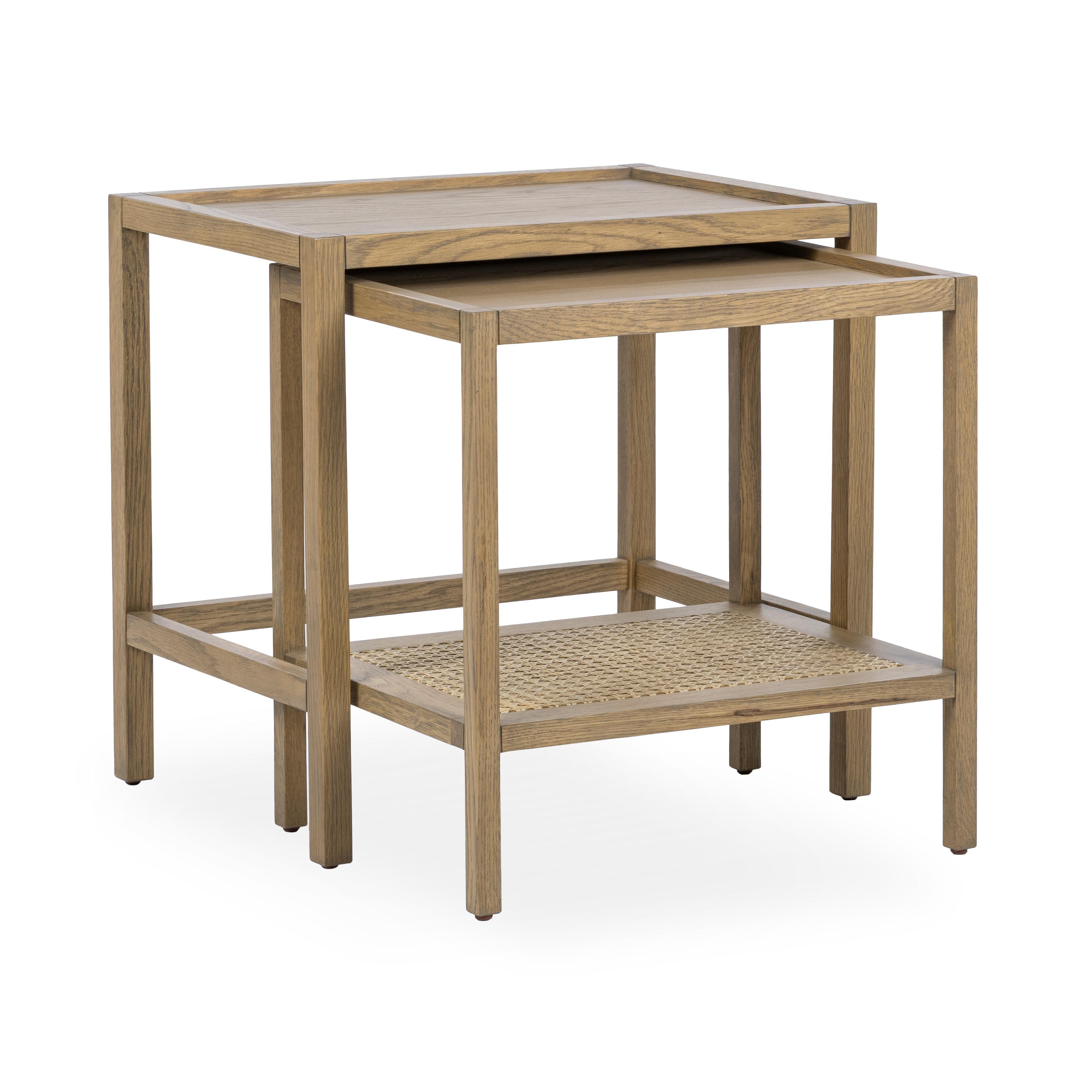 Devin Nesting Accent Tables - Khaki Mist - Latte Brown