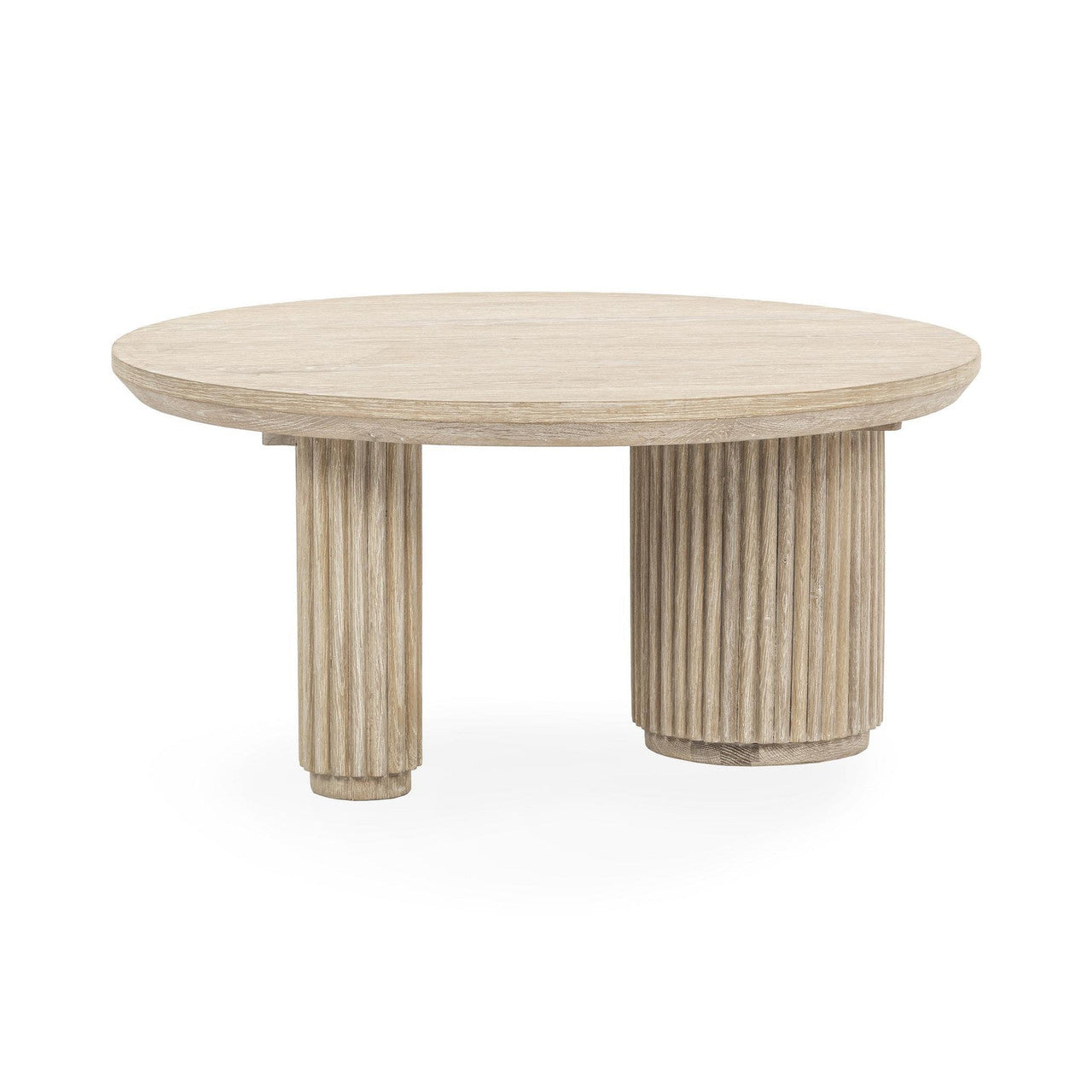 Travelle Cream Wash Oak Wood Round Coffee Table 38"