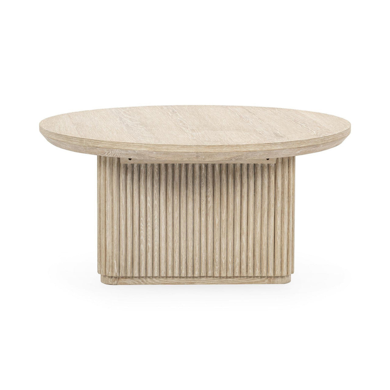 Travelle Cream Wash Oak Wood Round Coffee Table 38"