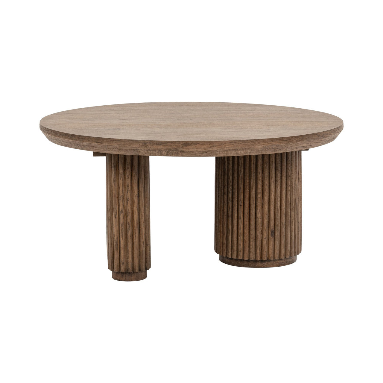 Travelle Brown Oak Wood Round Coffee Table 38"