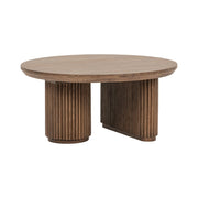 Travelle Brown Oak Wood Round Coffee Table 38"