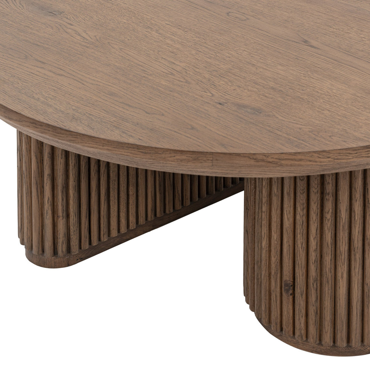 Travelle Brown Oak Wood Round Coffee Table 38"
