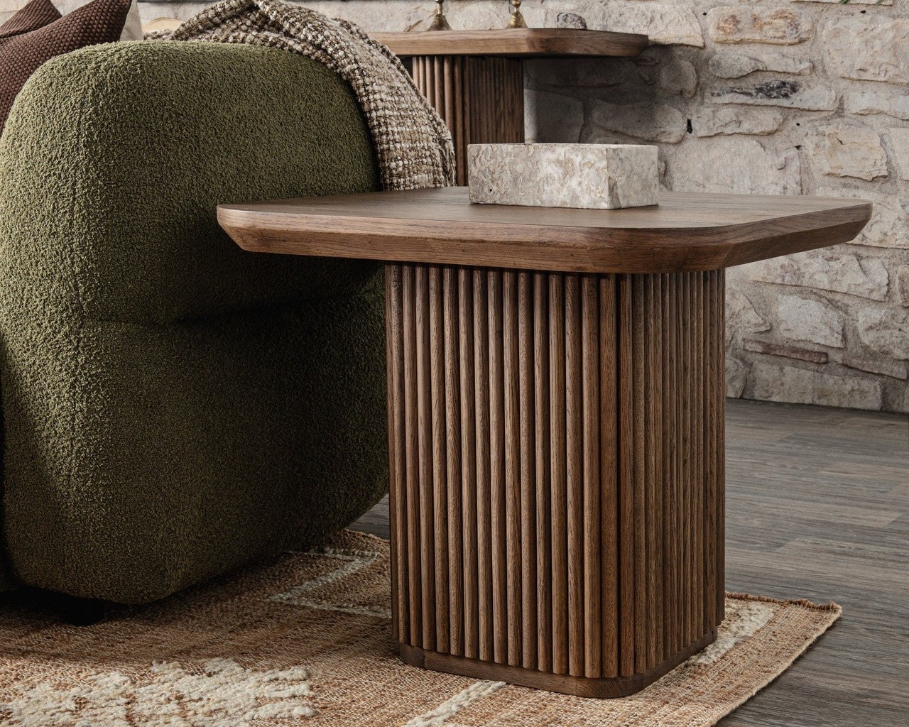 Travelle Brown Oak Wood Square End Table 26"