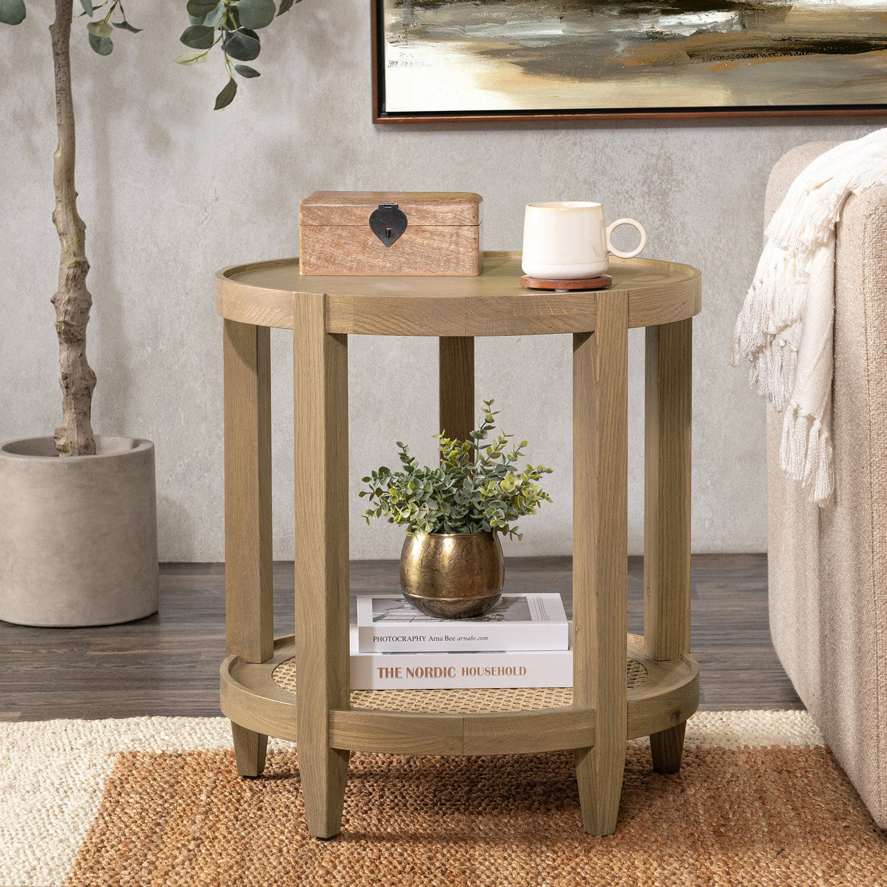 Devin Solid Wood Round End Table