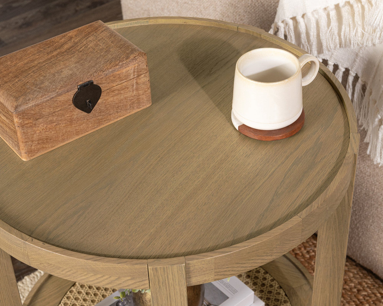 Devin Solid Wood Round End Table