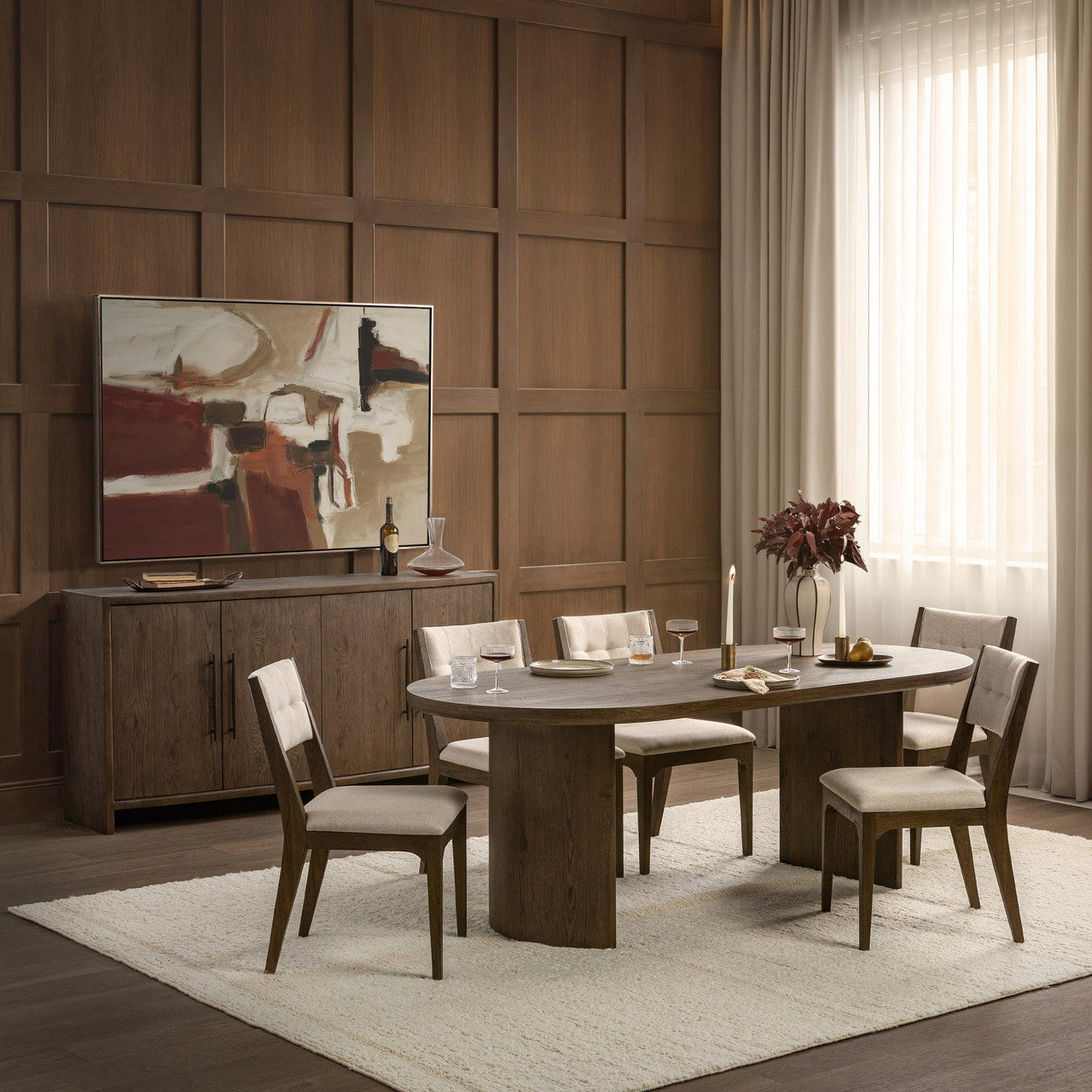 Estelle Soft Cocoa Oval Dining Table 84"