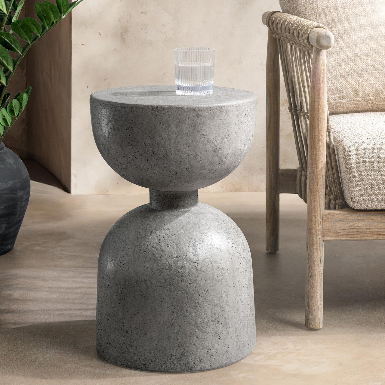 Adna Dark Gray Outdoor Accent Table