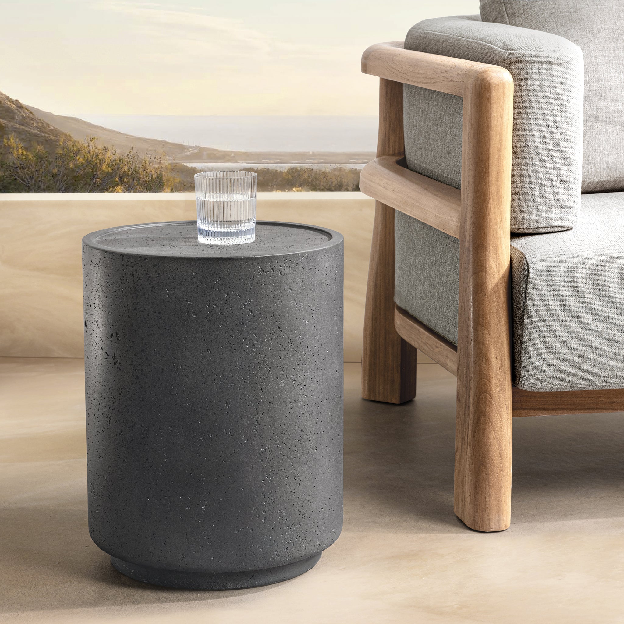 Darsa Outdoor Accent Table - Dark Gray